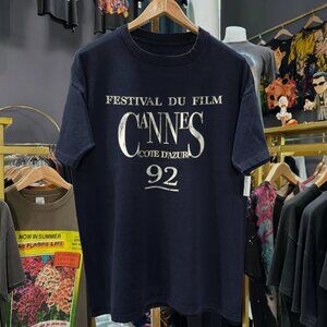 1992 CANNES FILM FESTIVAL PROMO RARE WASHED NAVY T-SHIRT